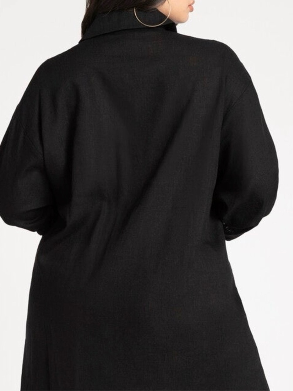 Eloquii Black Belted Linen Swim Coverup with Gold Ring Detail Size 18/20 - Picture 2 of 7